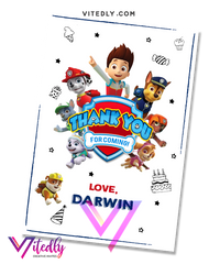 Paw Patrol Thank you card