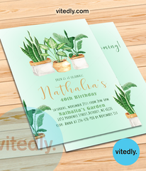 Garden Party Invitation with FREE Thank You Card | Plant Invite