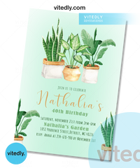 Garden Party Invitation with FREE Thank You Card | Plant Invite