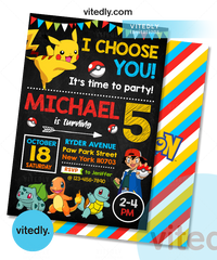 Pokemon Invitation, Pokemon Birthday Invitation, Pikachu Invitation, Pikachu Birthday