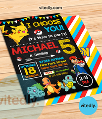 Pokemon Invitation, Pokemon Birthday Invitation, Pikachu Invitation, Pikachu Birthday