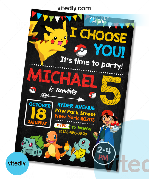 pokemon trading card birthday invitation Pokemon Invitation