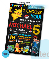 Pokemon Invitation, Pokemon Birthday Invitation, Pikachu Invitation, Pikachu Birthday