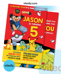 Pokemon Invitation, Pokemon Birthday Invitation, Pikachu Invitation, Pikachu Birthday