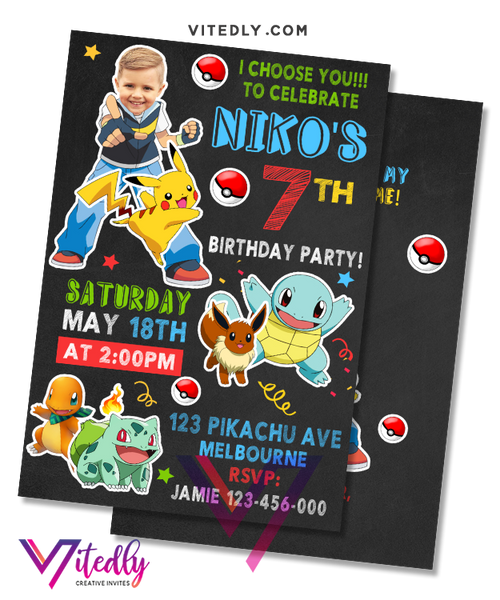Editable Pokemon Invitation  Editable Pokemon Birthday Invitation – Vitedly