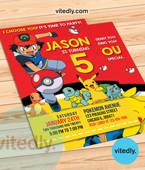 Pokemon Invitation, Pokemon Birthday Invitation, Pikachu Invitation, Pikachu Birthday