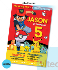 Pokemon Invitation, Pokemon Birthday Invitation, Pikachu Invitation, Pikachu Birthday