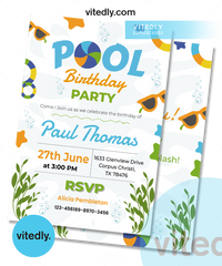Pool Party Invitation, Swimming Pool Birthday Party, Pool Party Invites, Summer Party Invites
