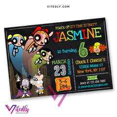 Power Puff Birthday Invitation