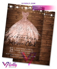 Rustic Wood Lights Quinceañera Invitation