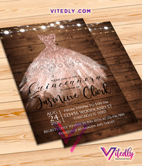 Rustic Wood Lights Quinceañera 15th Birthday Invitation