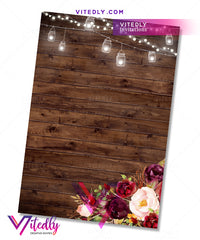 Rustic Burgundy Floral Quinceañera back design