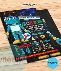 Robot Birthday Invitation with FREE Thank You Card | Robot Invitation