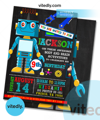 Robot Birthday Invitation with FREE Thank You Card | Robot Invitation