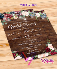 Rustic Wood Bridal Shower Invitation