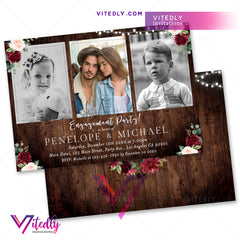 Rustic Wood Engagement Party Invitation