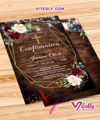 Rustic Wood Confirmation Invitation
