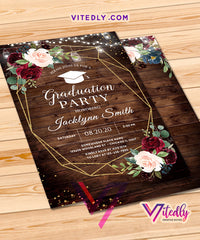 Rustic Wood Graduation Party Invitation