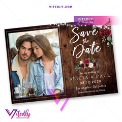 Rustic Save the Date Announcement Invitation