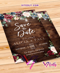 Rustic Floral Wedding Save the Date Invitation
