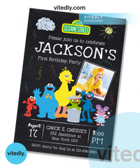 Sesame Street Invitation, Sesame Street Birthday Invitation with Photo