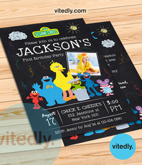 Sesame Street Invitation, Sesame Street Birthday Invitation with Photo