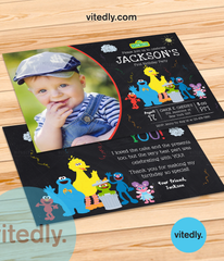 Sesame Street Birthday Invitation with photo, Sesame Street Birthday Theme, Sesame Street Themed Party
