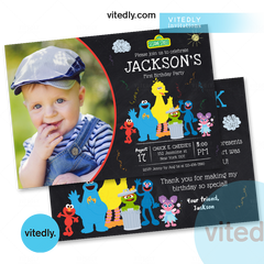 Sesame Street Birthday Invitation with photo, Sesame Street Birthday Theme, Sesame Street Themed Party