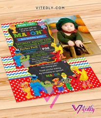 Sesame Street Invitations, Sesame Street Invitations with Photo, Sesame Street Birthday Invitations
