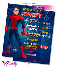Spiderman Invitations, Spiderman Birthday Invitations with Custom Face