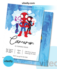 Spidey and His Amazing Friends Birthday Invitation, Spiderman Invitation, Spiderman Kids Invitation