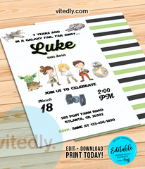 Editable Star Wars Birthday Invitation, Star Wars Invite, INSTANT DOWNLOAD