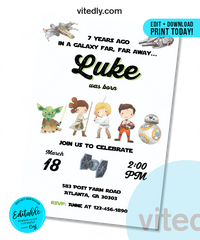 Editable Star Wars Birthday Invitation, Star Wars Invite, INSTANT DOWNLOAD