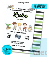 Editable Star Wars Birthday Invitation