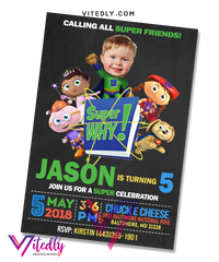 Super Why Birthday Invitation