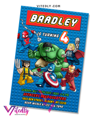 Superhero LEGO Birthday Invitation