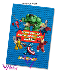 Superhero LEGO Thank you card