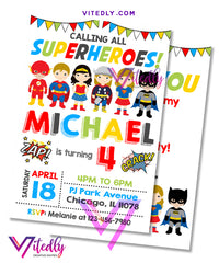 Superhero Birthday Invitation