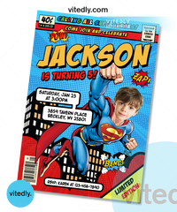 Superman Birthday Invitation, Superman Invitation with custom face