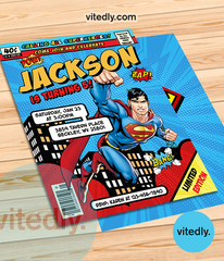 Superman Birthday Invitation, Superman Invitation, Superhero Invitation