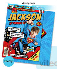 Superman Birthday Invitation, Superman Invitation with custom face