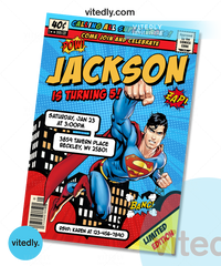 Superman Birthday Invitation, Superman Invitation, Superhero Invitation