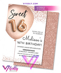 Sweet Sixteen Invitation Rose Gold
