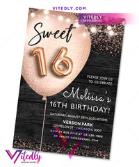 Sweet 16 Rustic Invitation