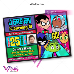 Teen Titans Birthday Invitation, Teen Titans Go Invitation