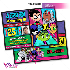 Teen Titans Birthday Invitation, Teen Titans Go Invitation