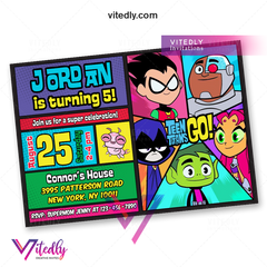 Teen Titans Go Birthday Invitation, Teen Titans Invitation