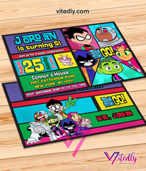 Teen Titans Go Birthday Invitation, Teen Titans Invitation