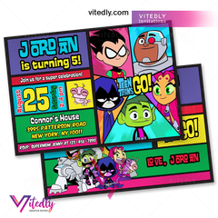 Teen Titans Go Birthday Invitation, Teen Titans Invitation