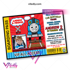 Thomas the Train Invitation, Thomas the Train Birthday Invitation with Photo
